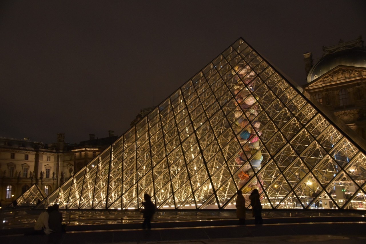 36 Louvre Pyramid at night